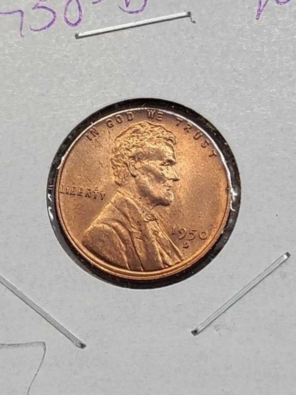 1950-D Wheat Penny... AU... Excellent Details... In Protective Holder